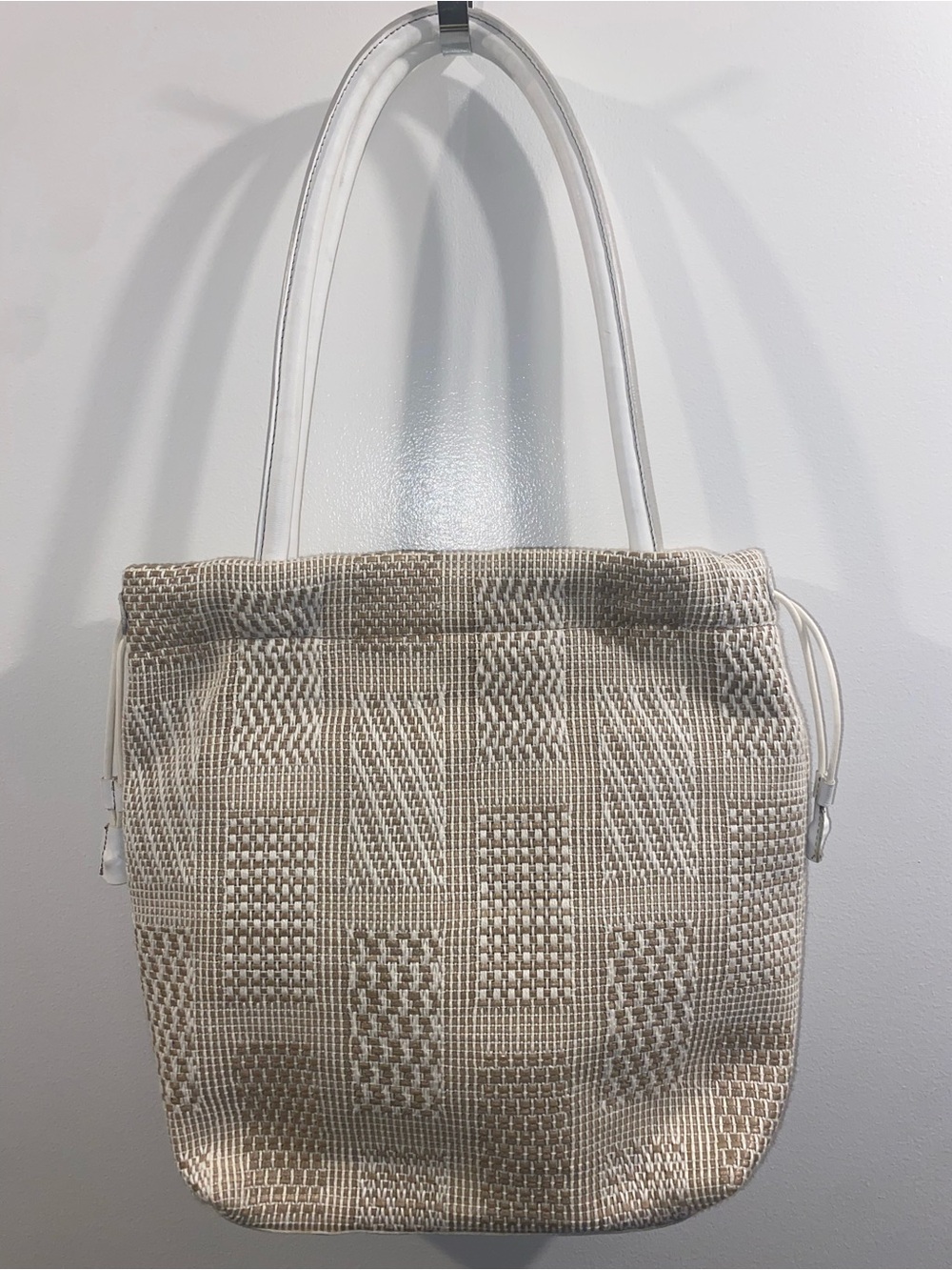 Furla Cream Woven Shoulder Bag